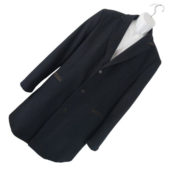 JOS. A. BANK RESERVE! BLACK WOOL+ LIGHTLY TEXTURED TRENCH, OVERCOAT! SZ 50L - Picture 1 of 11